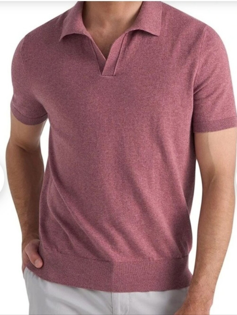 M.J. Bale Short Sleeve Polo in Heathered Rose Size XL